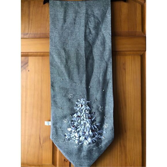 Christmas Table Runner 13”x73” Silver - Picture 2 of 8